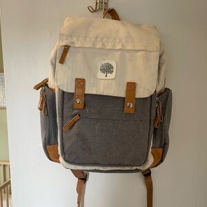 Canvas Two-Tone Large Parker Co. Diaper Bag with Leather Trim